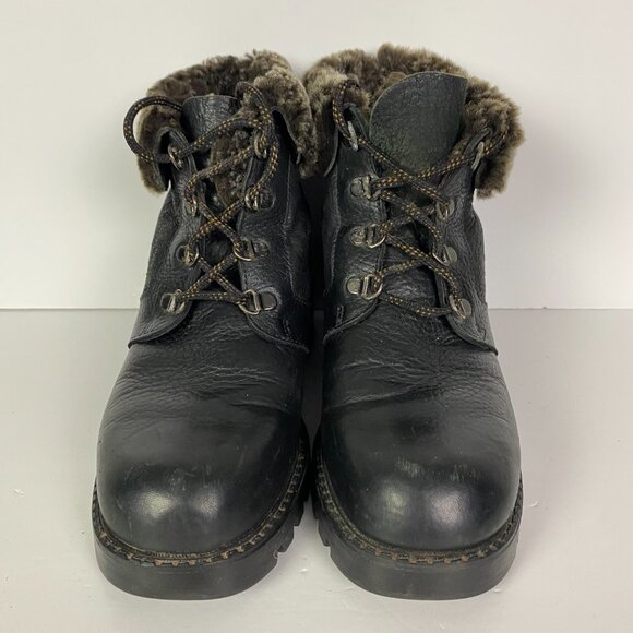 Vtg Blondo Shearling Lined Boots Womens 7 B Waterproof Brown Sheepskin Ankle - Picture 6 of 12